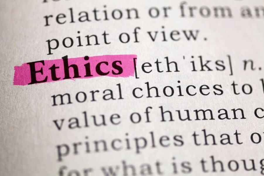 A screenshot of the dictionary definition of ethics.